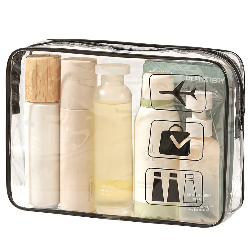 

Clear Durable PVC Toiletry Bag Travel Makeup Cosmetic Organizer With Zipper Closure Accessory