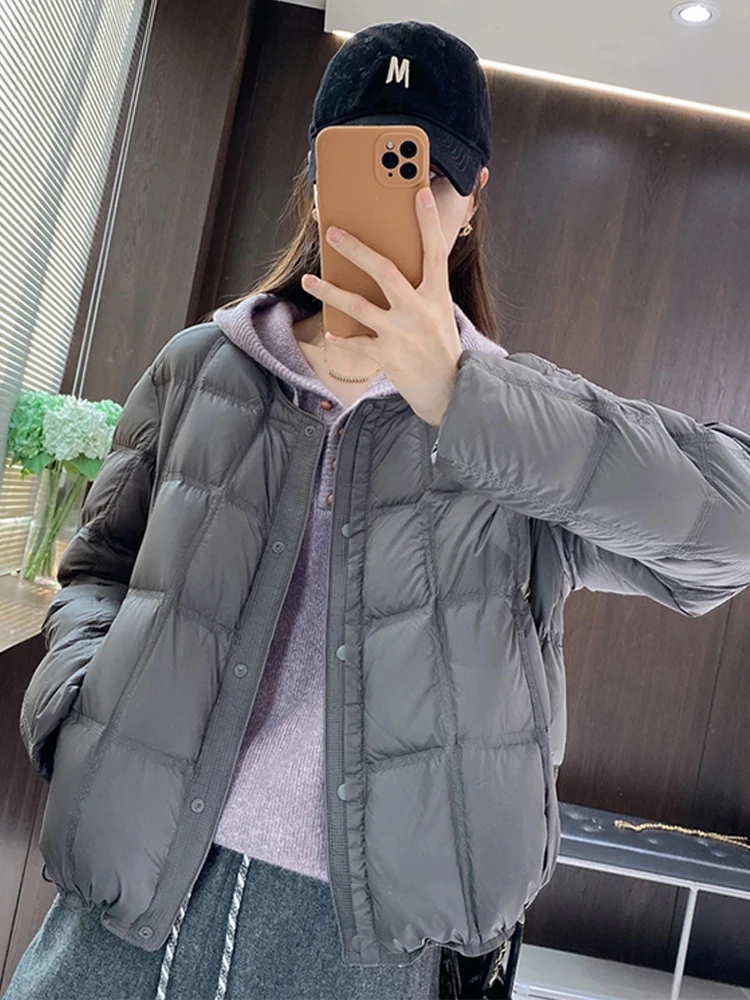 

Корейская ретро-куртка с узором, круглым вырезом, из хлопка, женская зимняя новая модная высококачественная дутая куртка-пуховик