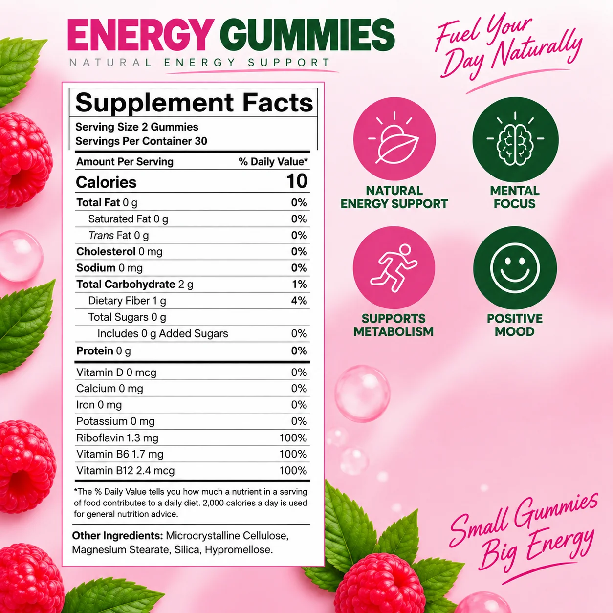 Energy Gummies - Build Muscle Mass, and Improve Athletic Performance, Supports Mood Health, Promote Metabolism