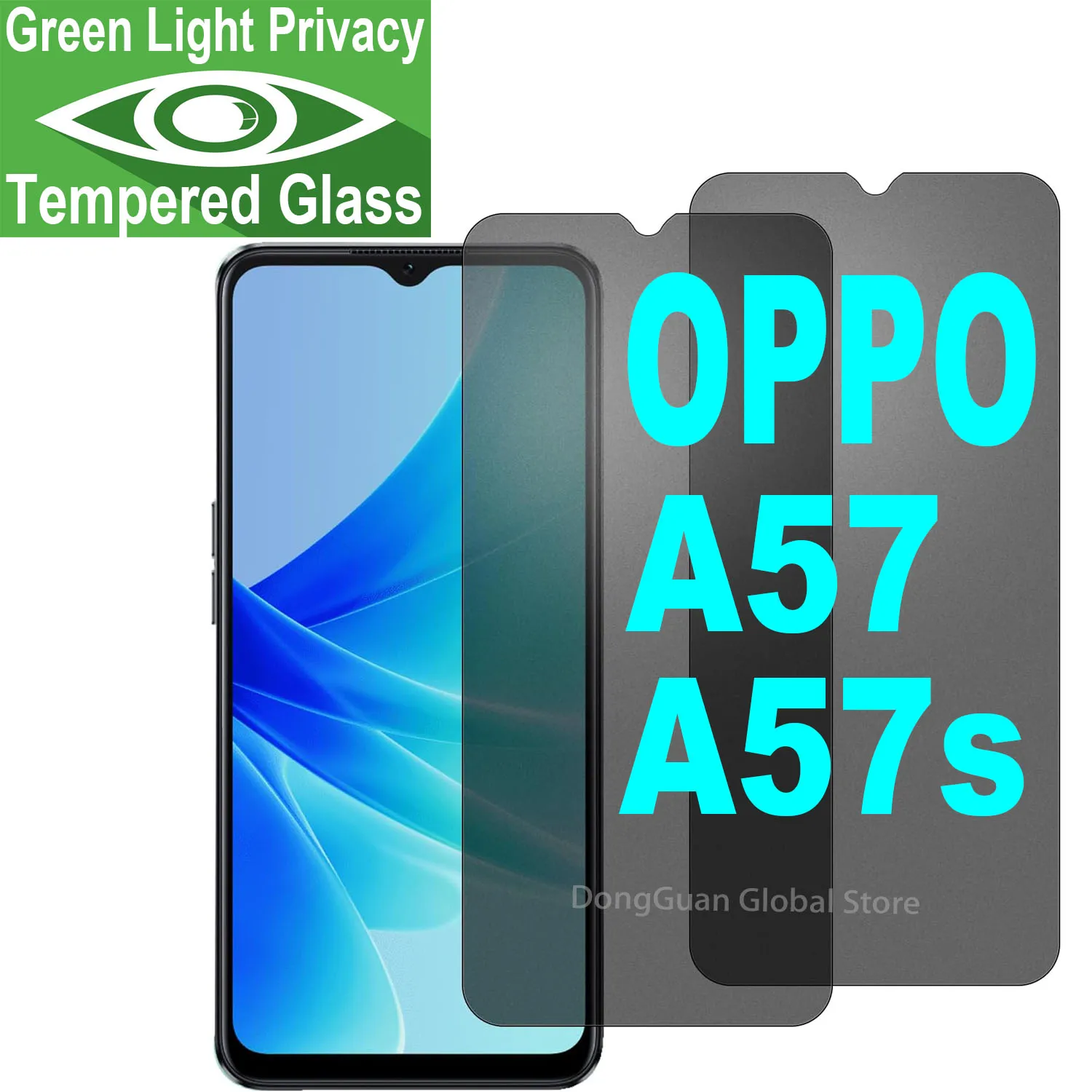 

For OPPO A57 A57s A57e Tempered Glass Green Light Privacy Anti Spy Eye Protective Screen Protector Glass