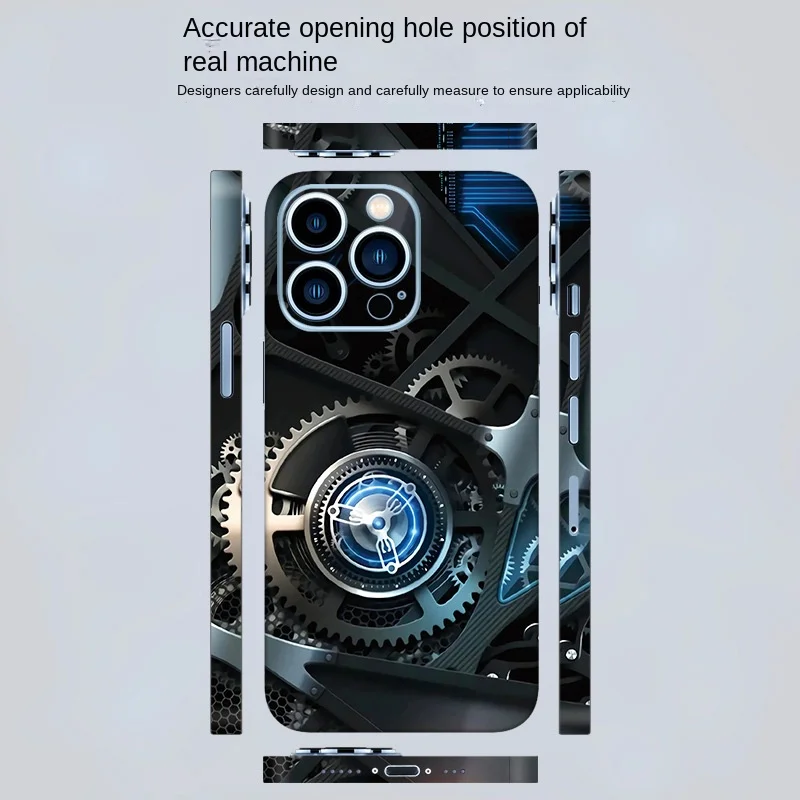 Mechanical Colorful Decal Skin for IPhone 15 14 13 12 11 Pro Max Soft Back Screen Protector 3M Wrap with Side Skin Sticker