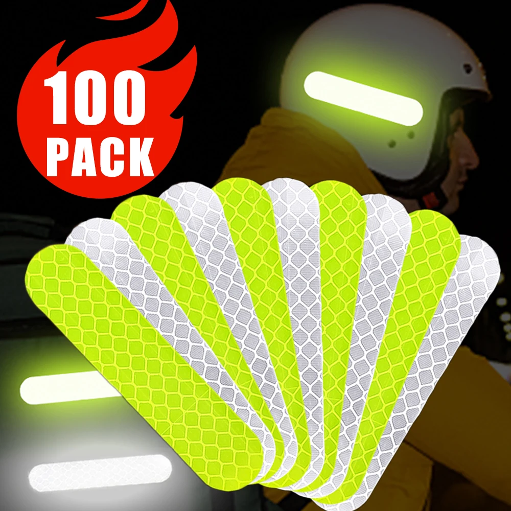 

100/10 Pcs Universal Safety Warning Reflective Stickers for Car Reflect All Light Sources Motorcycle Helmet Stickers Car Parts