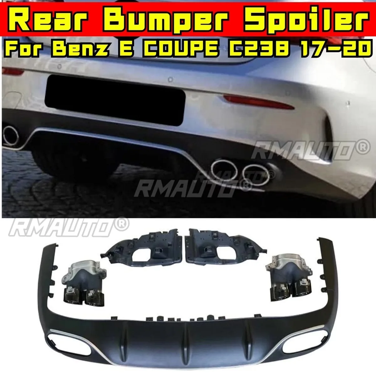 

Car Rear Bumper Spoiler Lip Diffuser Splitter Rear Tail Throat Modification Part For Mercedes Benz E COUPE C238 2017-2020