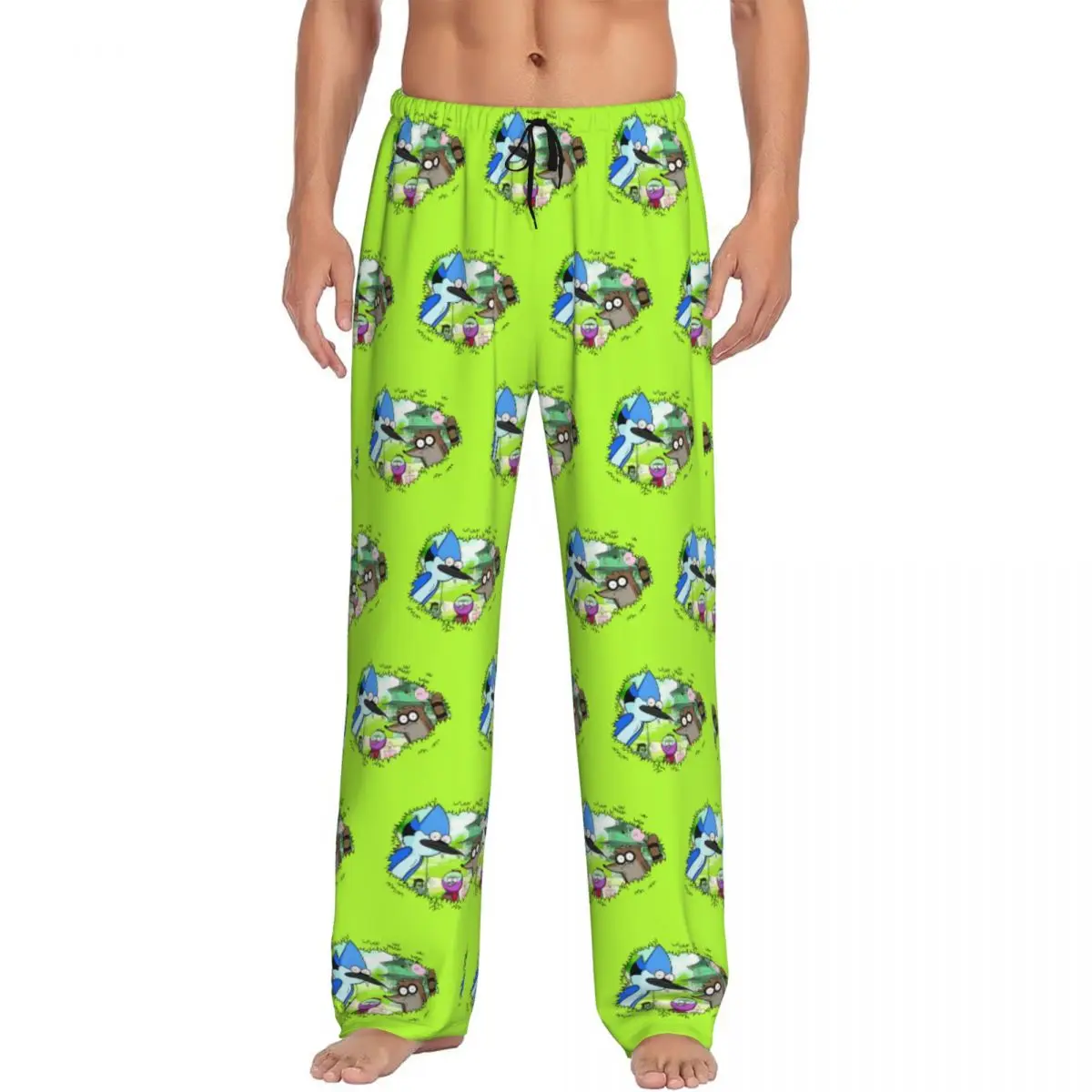 

Custom R-Regular Show Pajama Pants Men's Funny Cartoon Lounge Sleep Stretch Sleepwear Bottoms with Pockets