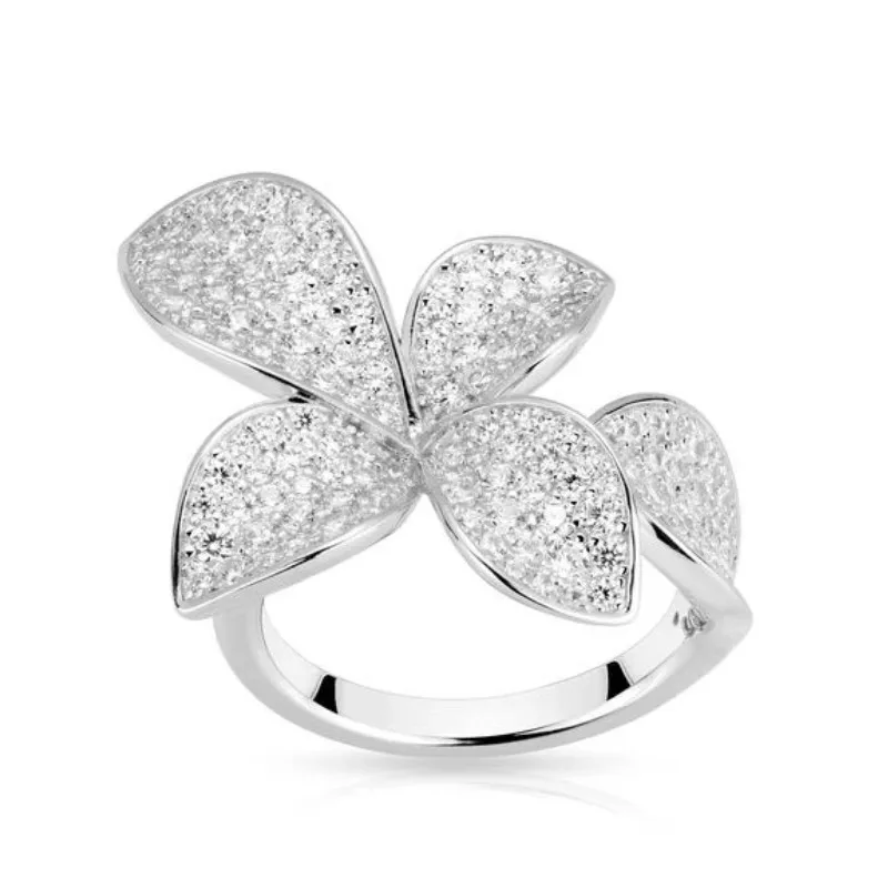 

ZOCA High Quality 925 Sterling Silver Luxury 4 Tone Flower Ring Women Fine Wedding Jewelry Gift