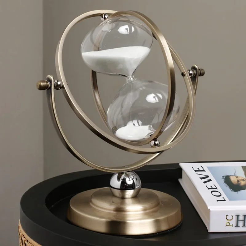 Creative metal time hourglass ornaments for home office study desk timer furnishings soft furnishings