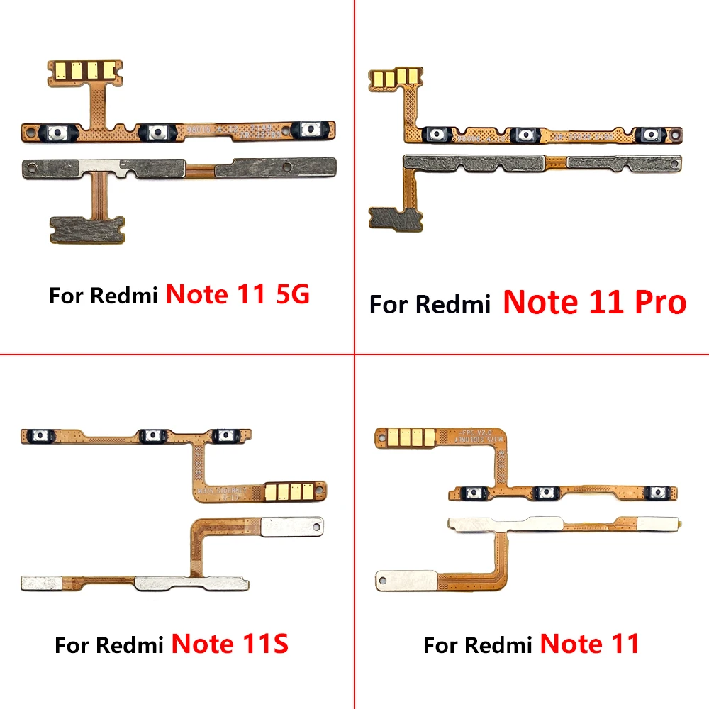 50Pcs，Tested Power on/off Volume Key Button Flex Cable Ribbon For Xiaomi Redmi Note 10 12 Pro 5G Note 11 Pro Plus11s 11T 11E