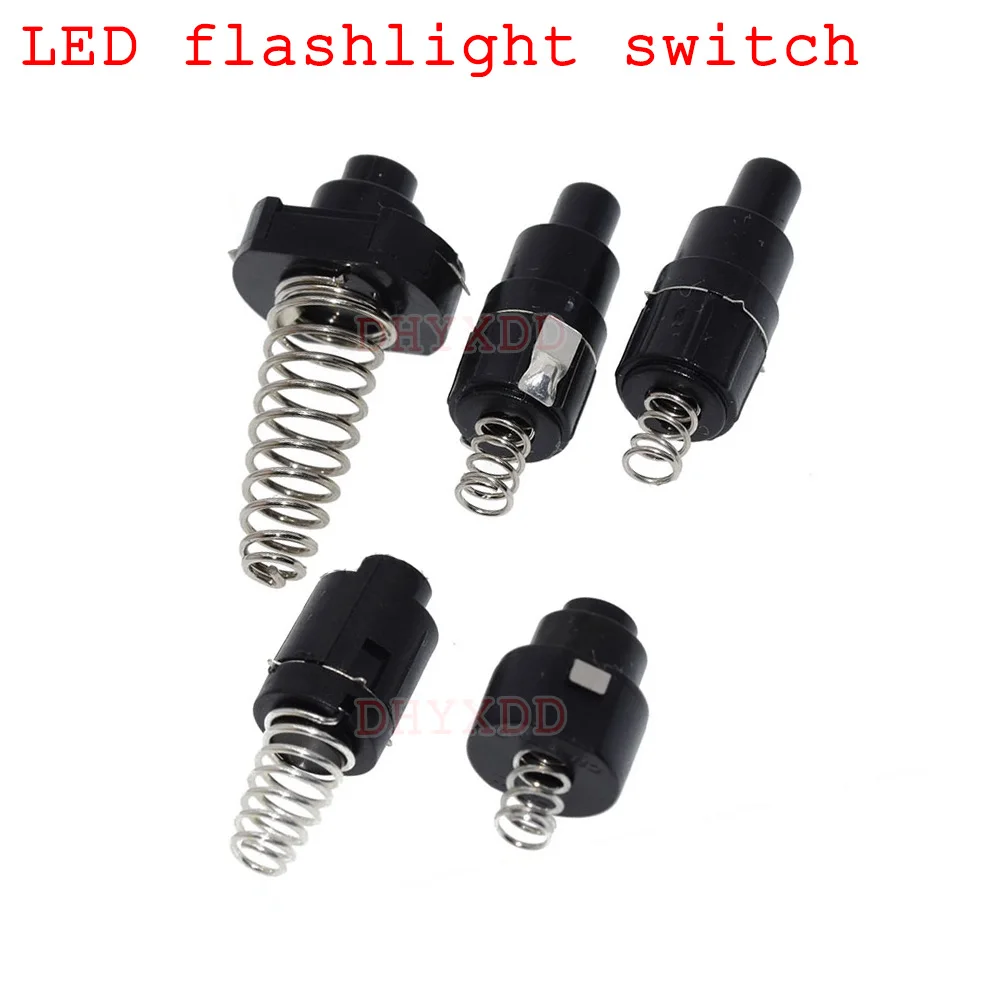 LED Strong Light Flashlight Button Switch Height 27.5mm ON/ OFF Electric Torch Light Tail Switches Portable Lighting Accessories