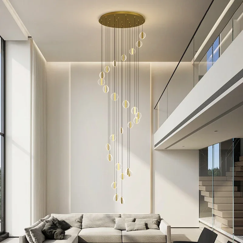 Nordic Minimalist Staircase Lighting Chandelier Living Room Suspended Ceiling Lamp Loft Lighting Circular Staircase Chandelier