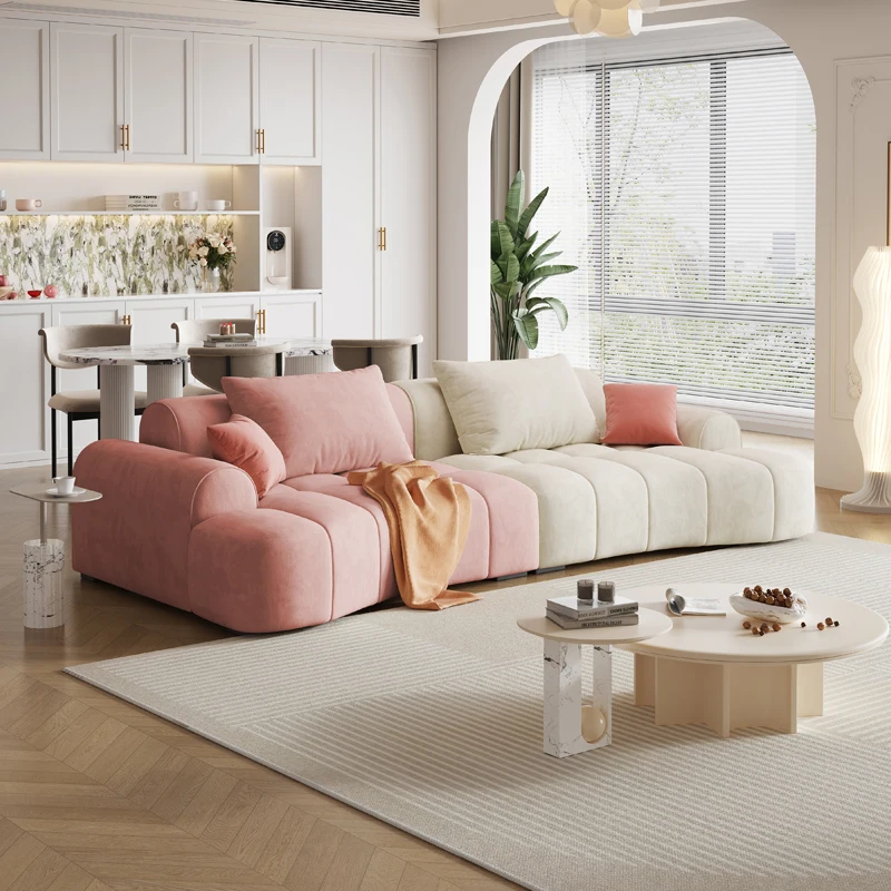 Luxury Wood Unique Couches Soft Comfortable Foam Curved Puffs Sofas Modern Designer Divani Da Soggiorno Living Room Furniture