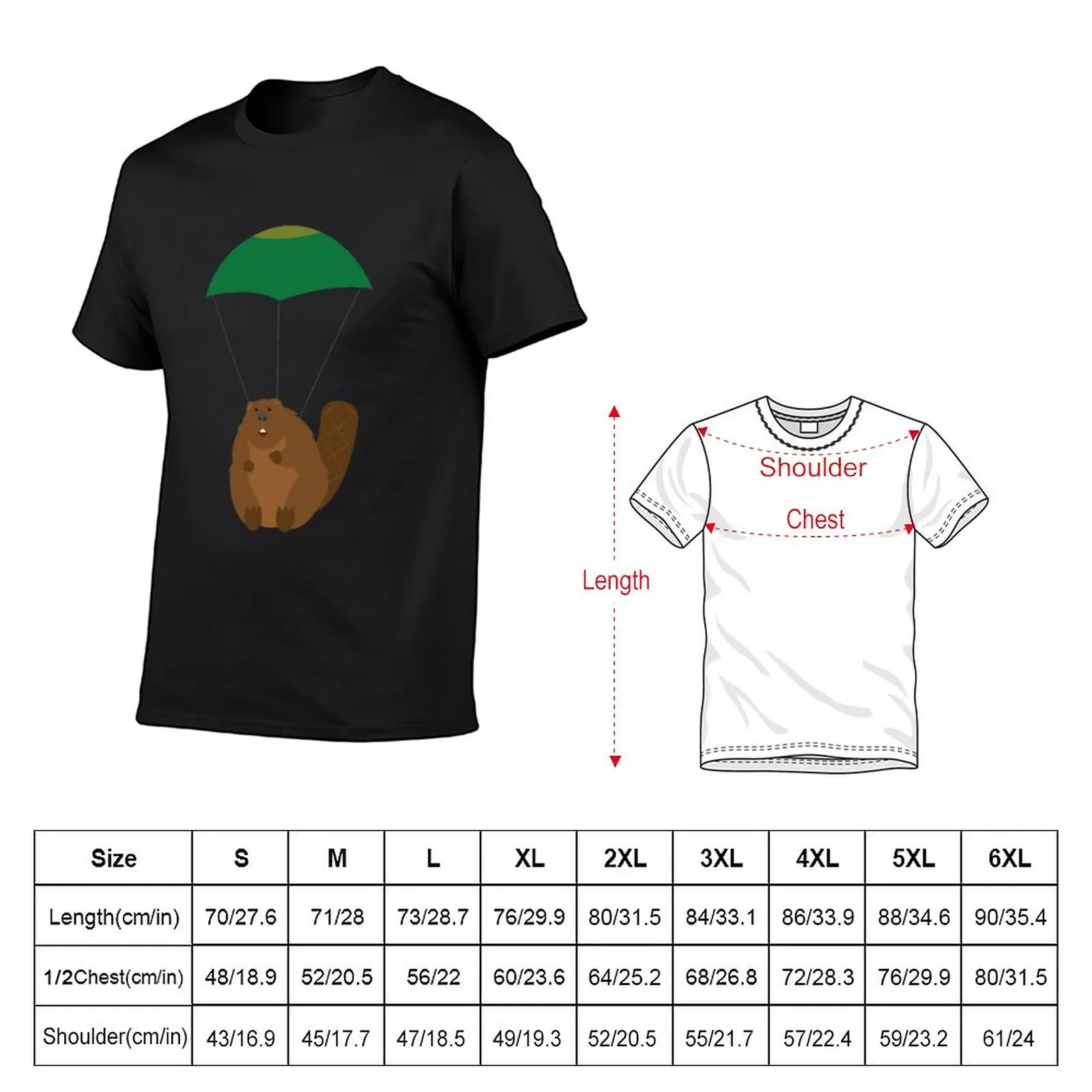 New Parachuting Beaver T-Shirt Oversized t-shirt funny t shirt tees plain t-shirt Men's cotton t-shirt