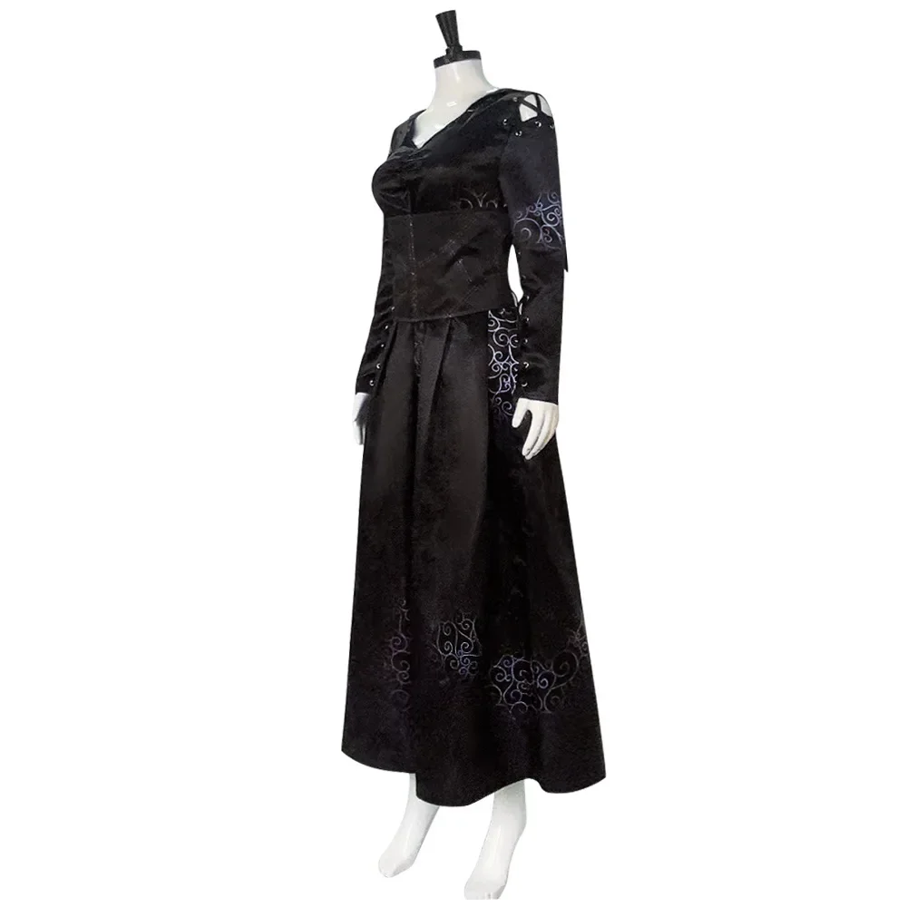 Bellatrix Cosplay Lestrange Cosplay Magic Film Kostuum Halloween Carnaval Feest Vermomming Roleplay Pak Voor Vrouwelijke Vrouwen Volwassen