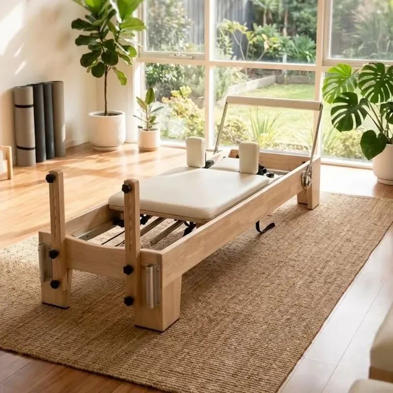 High Quality Silent Pilates Reformer Oak Equipment with 6 German Springs