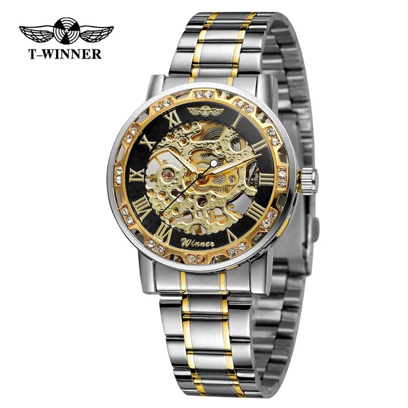 Winner 01B Luxury Skeleton men Mechanical Watch Male Clock Hand Wind Blue Watch Skeleton Montres pour hommes