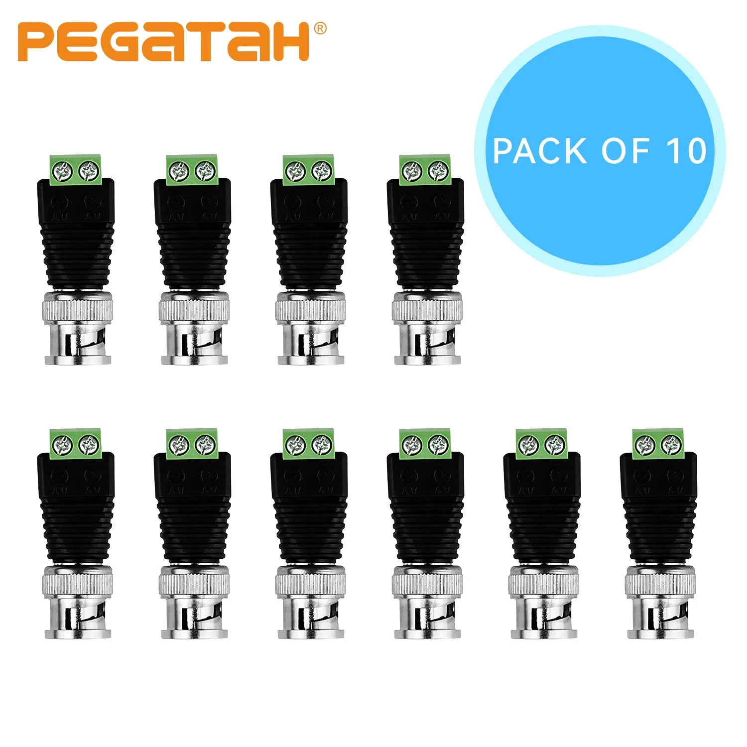 5/10/20PCS Male Metal BNC CCTV Connectors with DC Connector Screw Terminal For CCTV Surveillance Camera Coax/Cat5/Cat6 Cables