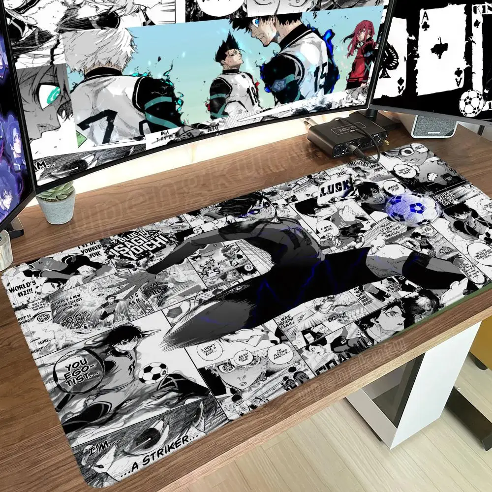 XXL 900x400 B_Blue L_Locks Mouse Pad Anime Mats Computer Mousepad Company Desk Pad Aesthetic Large Gaming Mousepads Office Mat