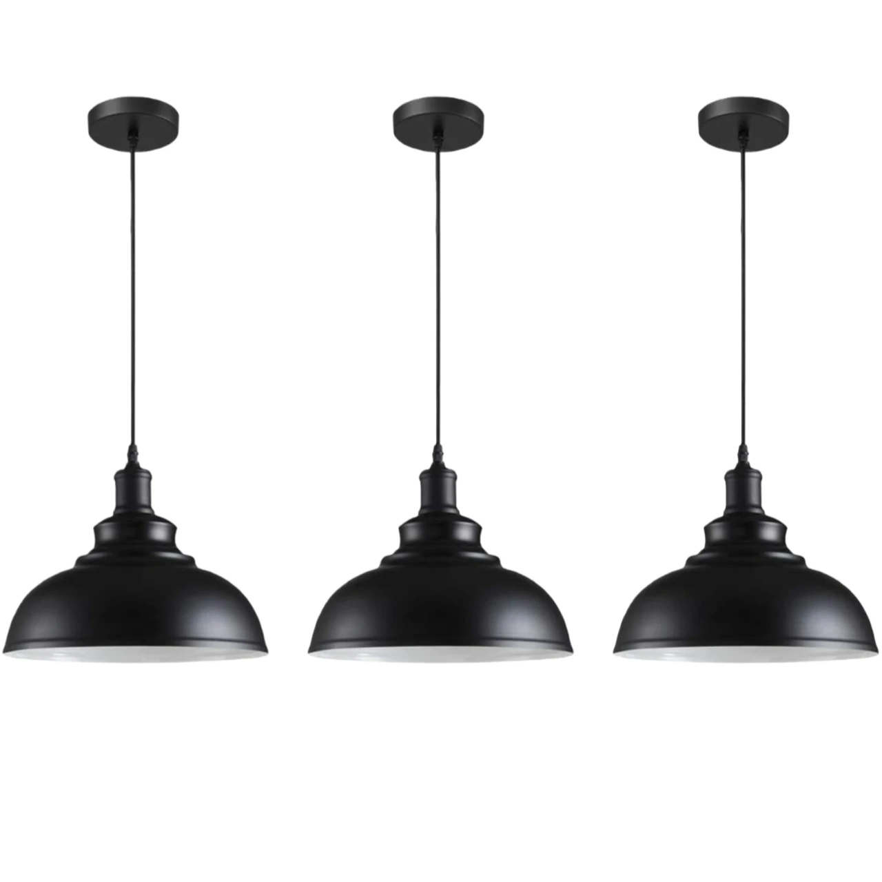 JOYINLED Set van 3 vintage industriële hanglampen, 30 cm metalen plafondlamp met E27-fitting voor keuken, eetkamer, restaurant