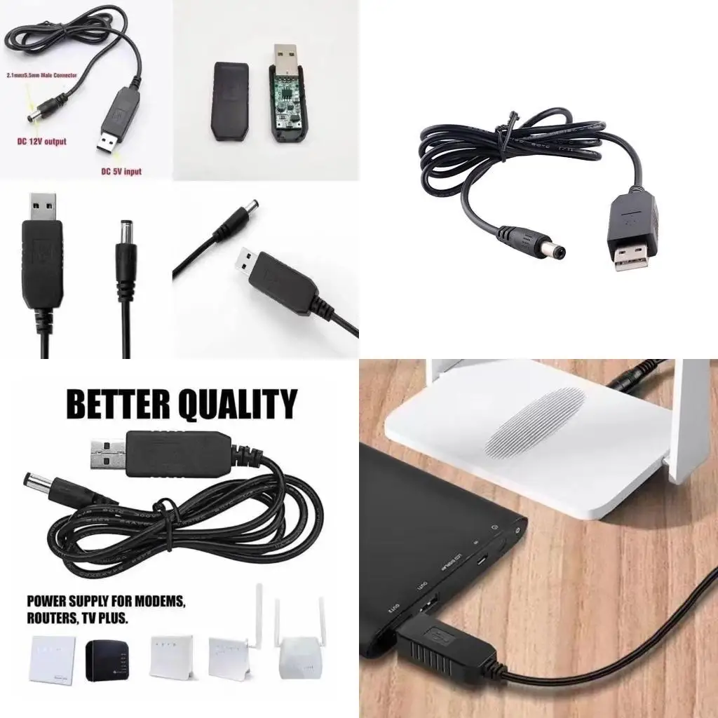652F USB to DC5.5x2.1mm Round Hole Line WiFi Router Cable Cord 5/9/12V