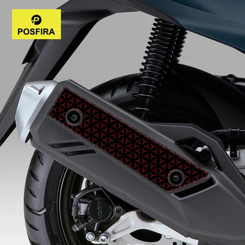POSFIRA Motorcycle Exhaust Cover Sticker 3D Resin Decals for Honda PCX 125 PCX125 2021 2022 2023 2024 2025 Accessories