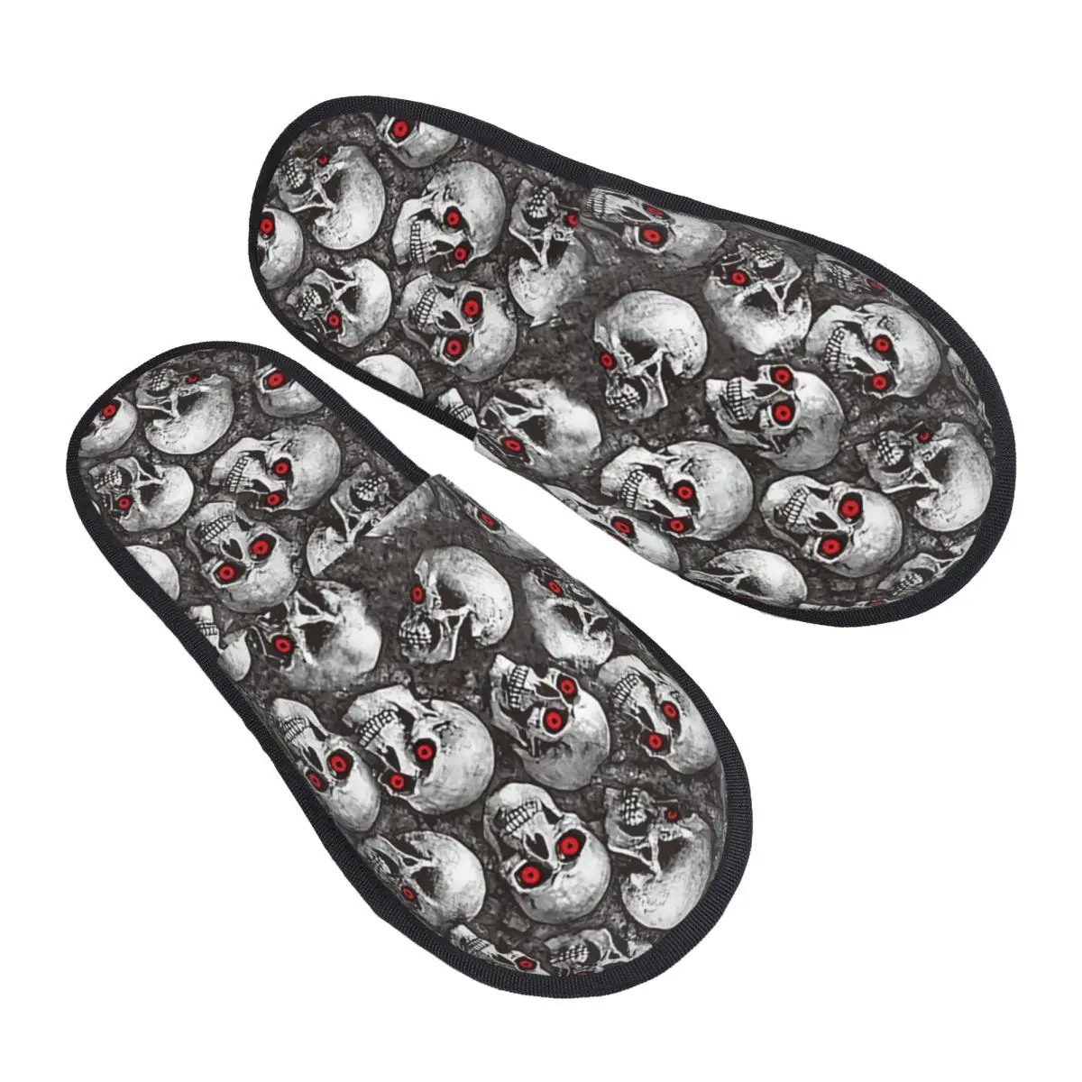 

Домашние тапочки на заказ в готическом стиле с рисунком черепа, женские удобные тапочки из пены с эффектом памяти на Хэллоуин, оккультные тапочки со скелетом для спальни