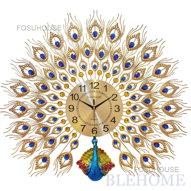 

European Peacock Wall Clocks Home Decor Living Room Household Fashion Wall Clock Simple Modern Luxury Decorative Wall Clock