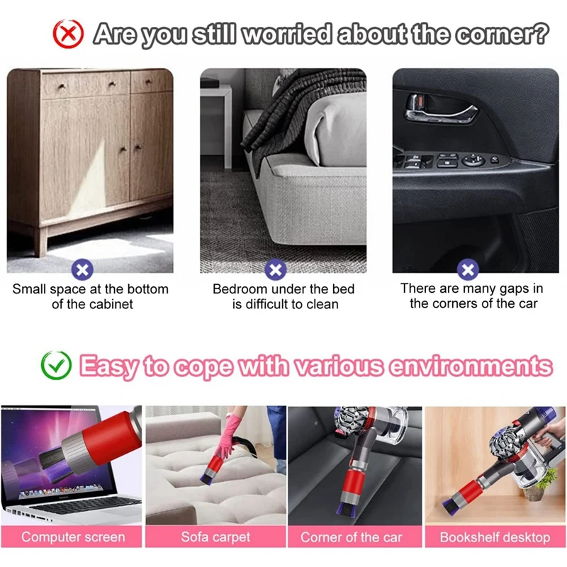 【مشعبية】أداة رأس وخرطوم فرشاة ناعمة بدون أثر لملحقات فرشاة إزالة الغبار للمكنسة الكهربائية Dyson V7 V8 V10 V11 V12 V15