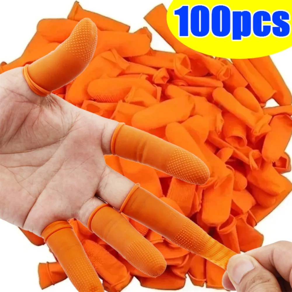 100/1Pcs Sturdy Non Slip Fingertips Natural Rubber Disposable Anti-static with Point Fingertips Protector Gloves Condoms S/M/L