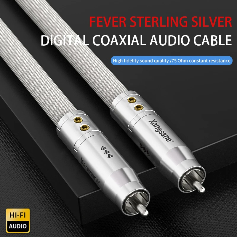 

XCCSEE Sterling silver coaxial line 75 euro digital audio SPDIF Lotus head decoder digital broadcast power amplifier line