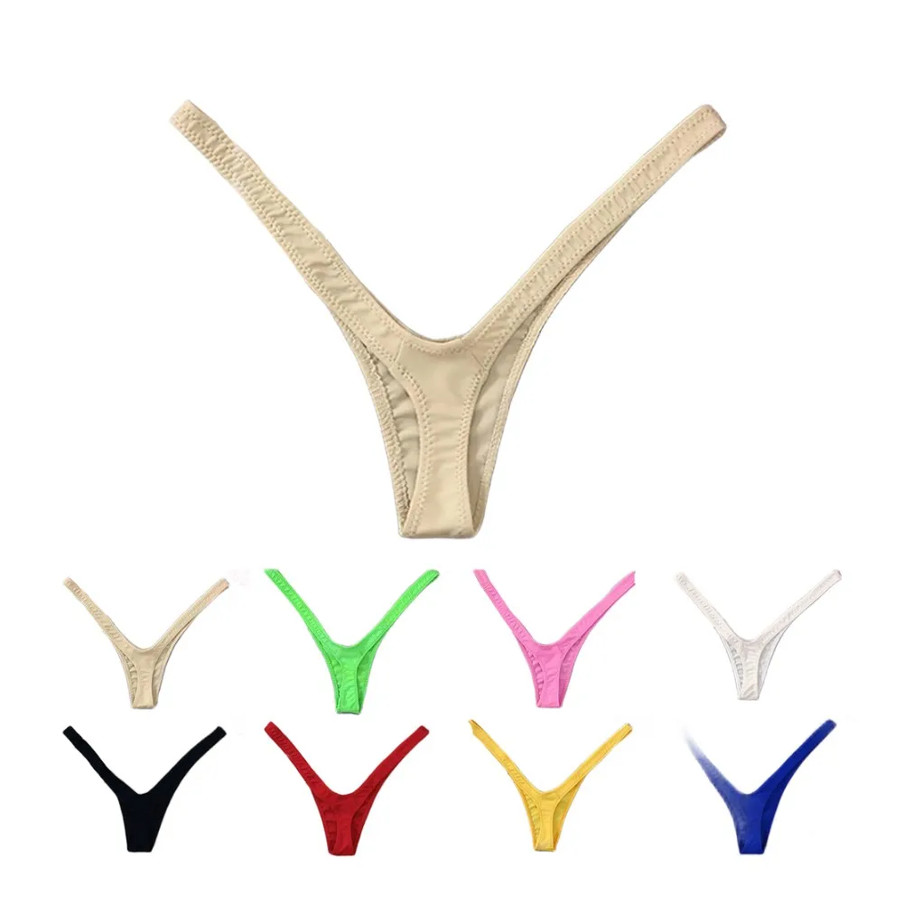 Women's Bikini Underwear T-Back Thongs Low Rise Thin Silky Solid Color Simple Fashion 8 Colors Available G-strings