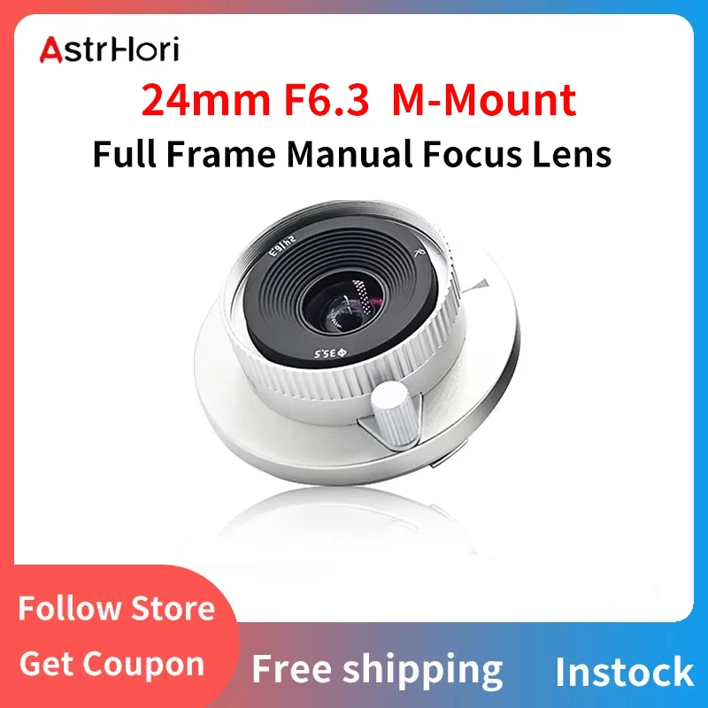 AstrHori 24mm F6.3 Full Frame Manual Wide Angle Hyperfocal Pancake Lens Compatible with Leica M-Mount M6,M8,M9,M10