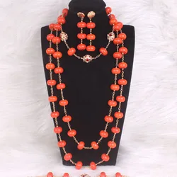 Dudo Fashion African jewellery Set Trendy Coral Beads Necklace Earrings Bracelet 3 Pieces Weddings set