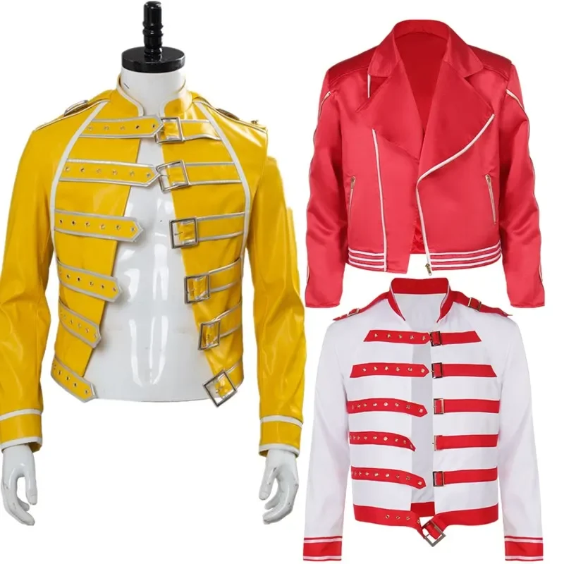 ZA01 Freddie Cosplay Mercury Fantasy Costume Rock Band Fantasia Adult Men Disguise Queen Coat Jacket Halloween Carnival PartZa0@