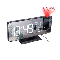 LED Digital Projection Alarm Clock Electronic Alarm Clock with Projection FM Radio Time Projector Bedroom Mute Clock B