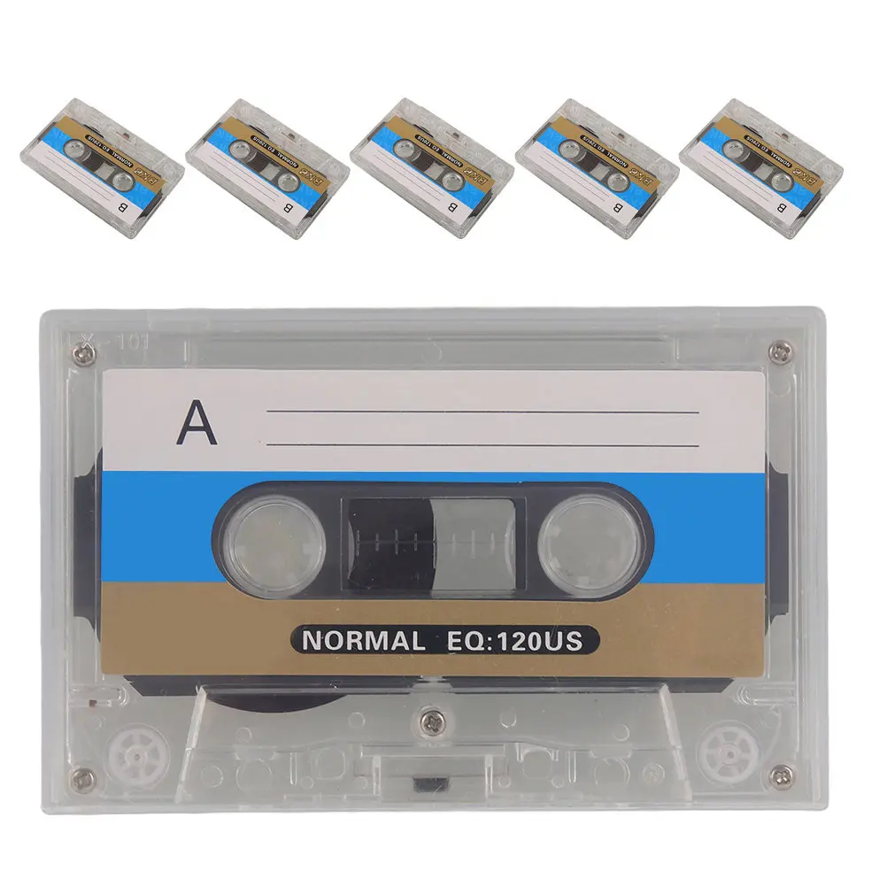 6Pcs Blank Micro Cassette Tapes 30Min Capacity Clear Hard Shell Case Retro Recording Tape for Greetings Dictating Machines Mini