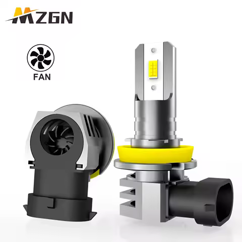 MZGN 2Pcs H11 H8 H9 Mini Led Headlight Bulb Turbo 1:1 Size Csp 6pcs for Car Lamp Fog Lights 9005 9006 DRL 6500K White 12V