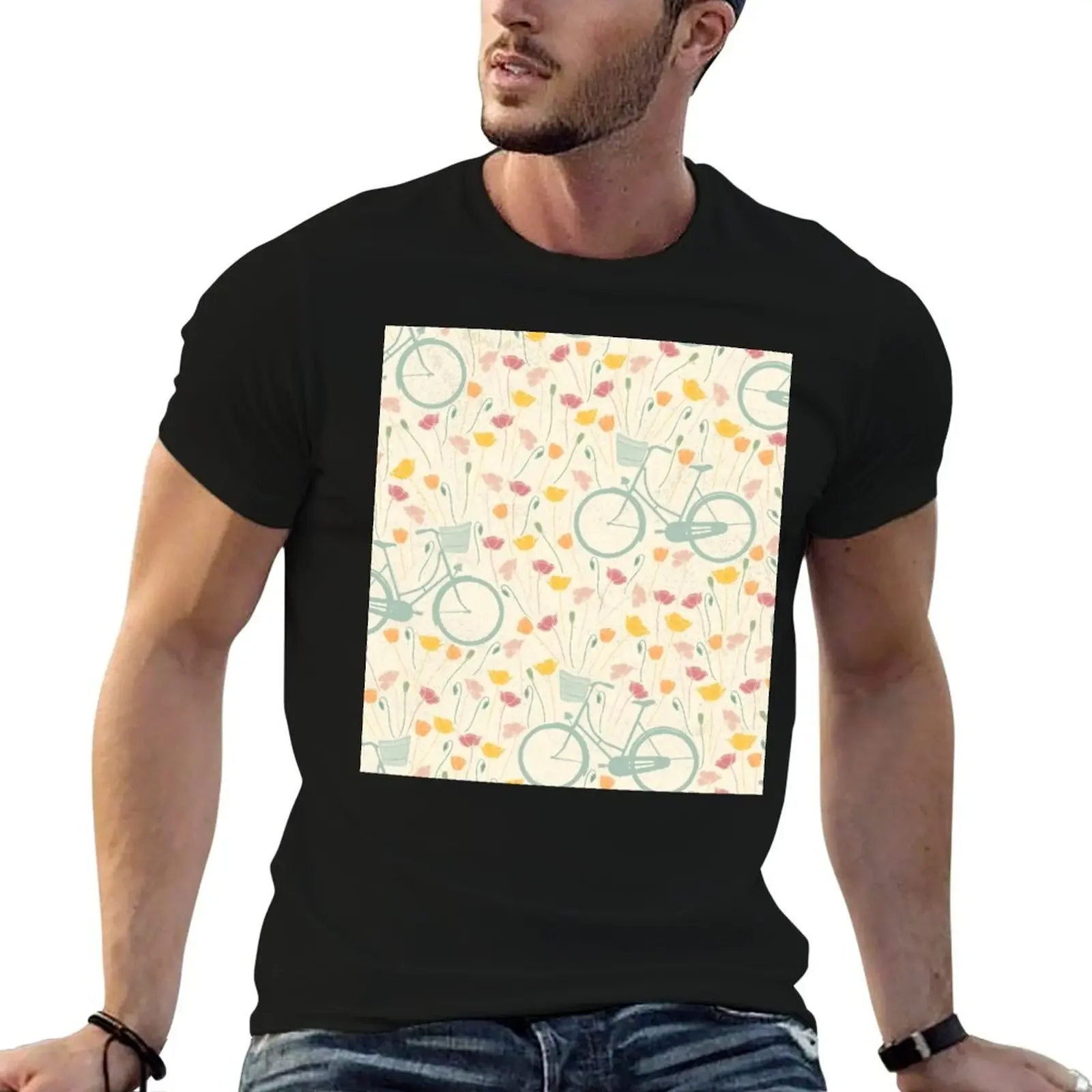 

Bikes and flowers pattern T-Shirt new gifts and t-shirts baggy shirts aesthetic clothes heavyweights t shirts men
