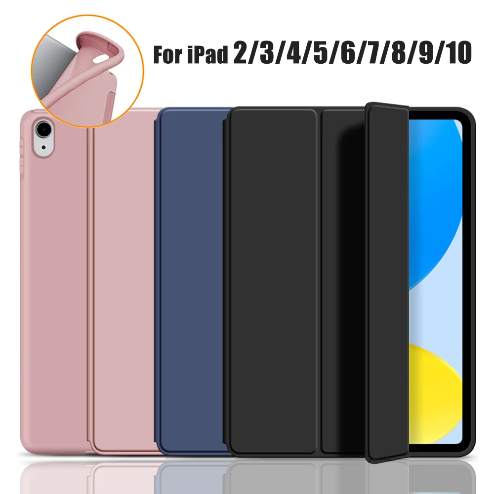 

For iPad 10th 2022 Case 10.2 8th 9th 7th Generation 2019 2020 Leather Case For iPad 2th 3th 4th 5th 6th 9.7 2018 Silicon Cover