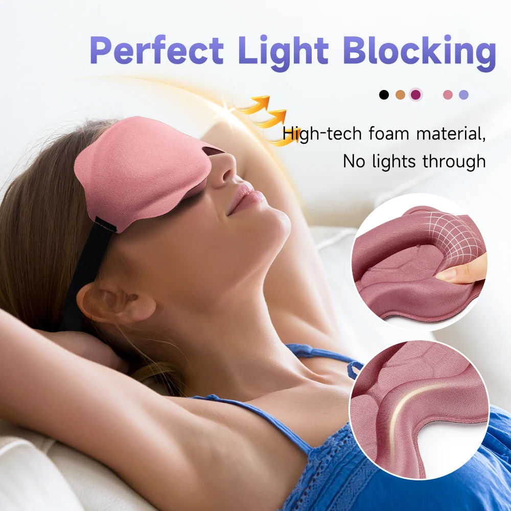 3D Sleeping Mask Ergonomic Design Sleep Mask Contoured Cup Blindfold Concave Molded Multiple Color Options 100% Blackout Blinker