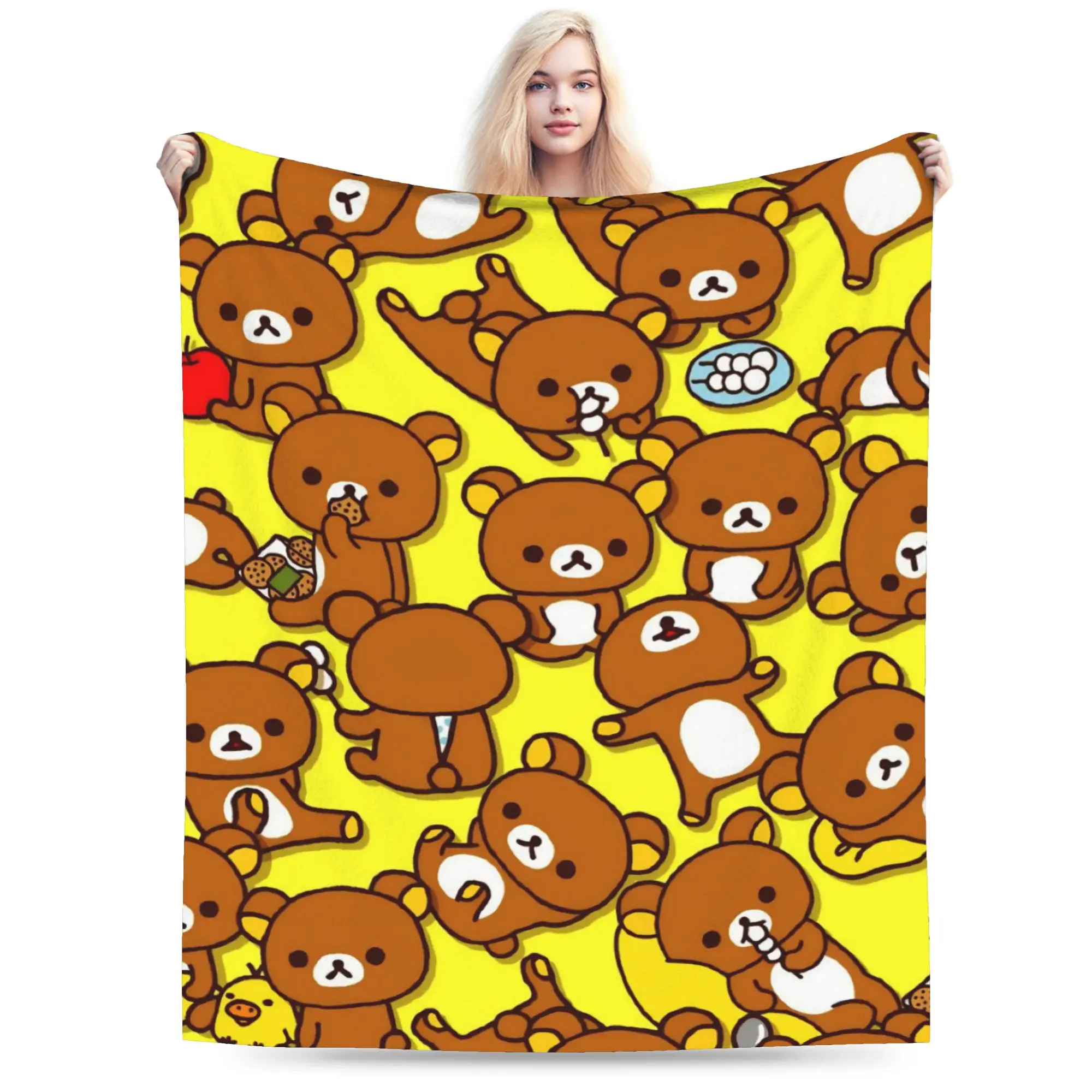 R-Rilakkumas Cartoo Print Blanket For Men Women Cozy Soft  Throw Blankets for Couch 50x60 Inches Multiple Sizes