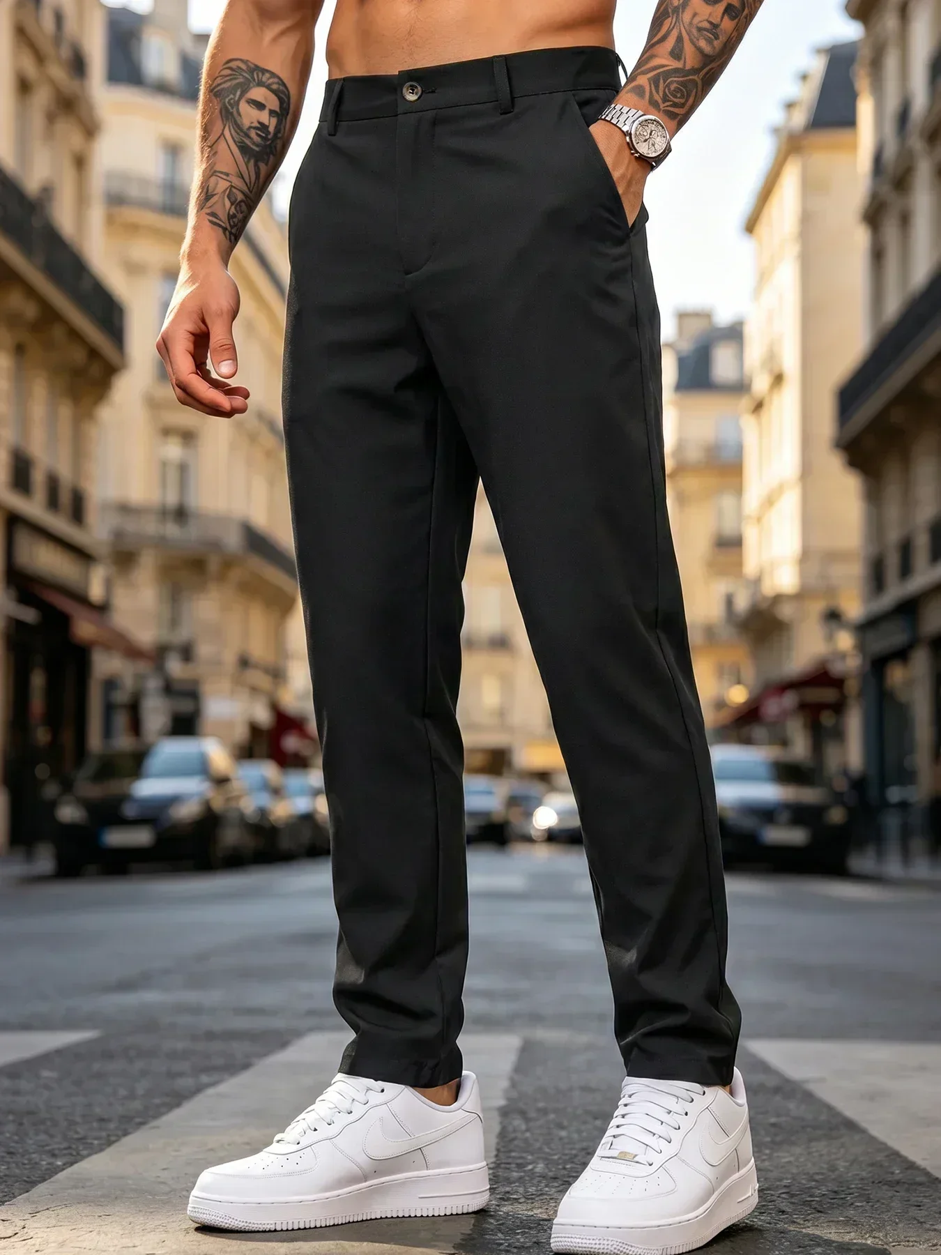 Hautfreundliche, Langlebige Herren-Chinohose mit Geradem Bein, Lässiger Silhouette und Halb-Elastischem Bund für Alltag und Kaffeetreffen – Detail 9