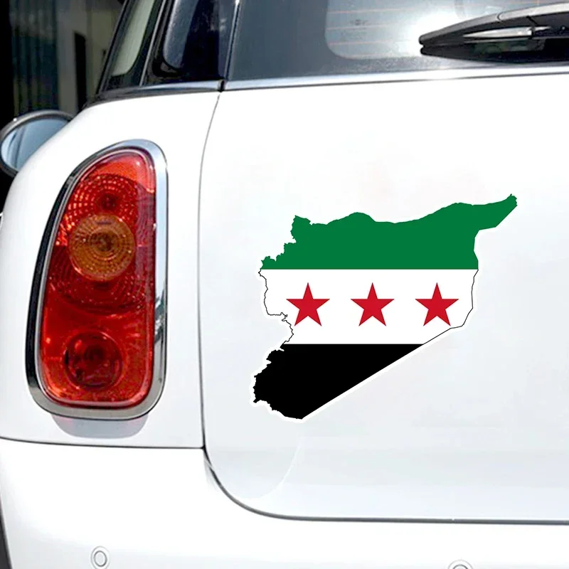 Car Sticker Syria Flag Map Car Sticker Car Accessories Decorative PVC Waterproof Sunscreen 15cm