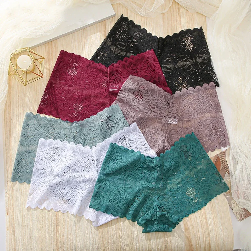 

3Pcs/set Lace Boyshort Panties Women Low-Rise Floral Underwear S-XL Girls Sexy Panties Ladies Lace Underpants Lingerie