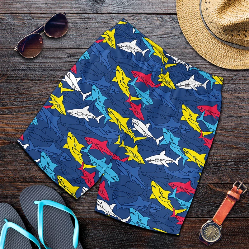 3D Printed Shark Men\'s Short Pants Fashion Hawaii Beach Shorts Casual Summer Quick Dry Animal Pattern Sports Swim Trunks Shorts