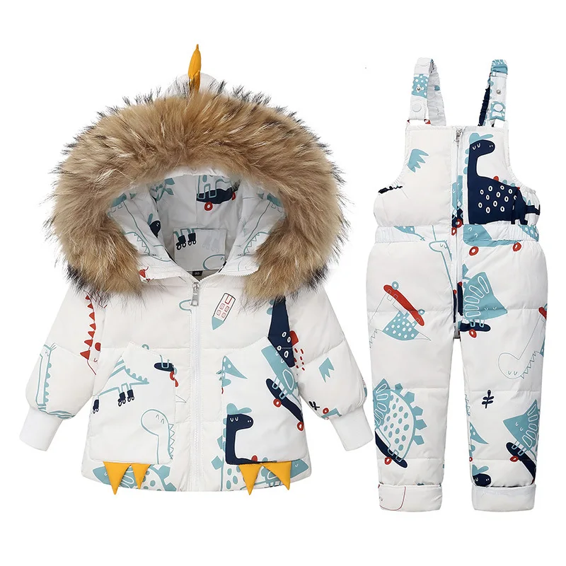 

Children Winter Warm Down Jacket Parka Boy Baby Overalls toddler Girl Clothes Kids dinosaur Clothing Set Hooded Coat Snowsuit