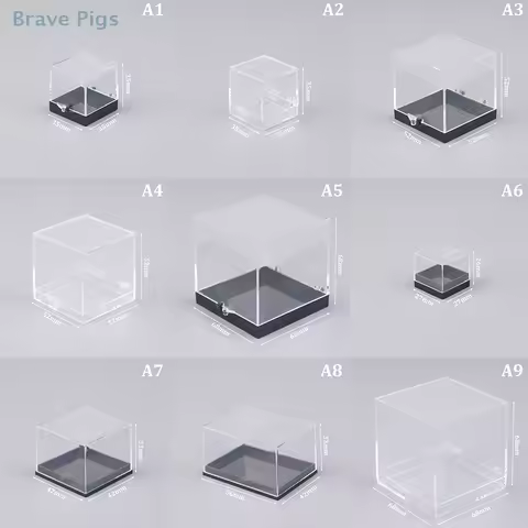 1Pc Storage Boxes Lids Gemstone Display Coin Clear Container Specimen Mini Square Cube Acrylic Case Rough Mineral Standard