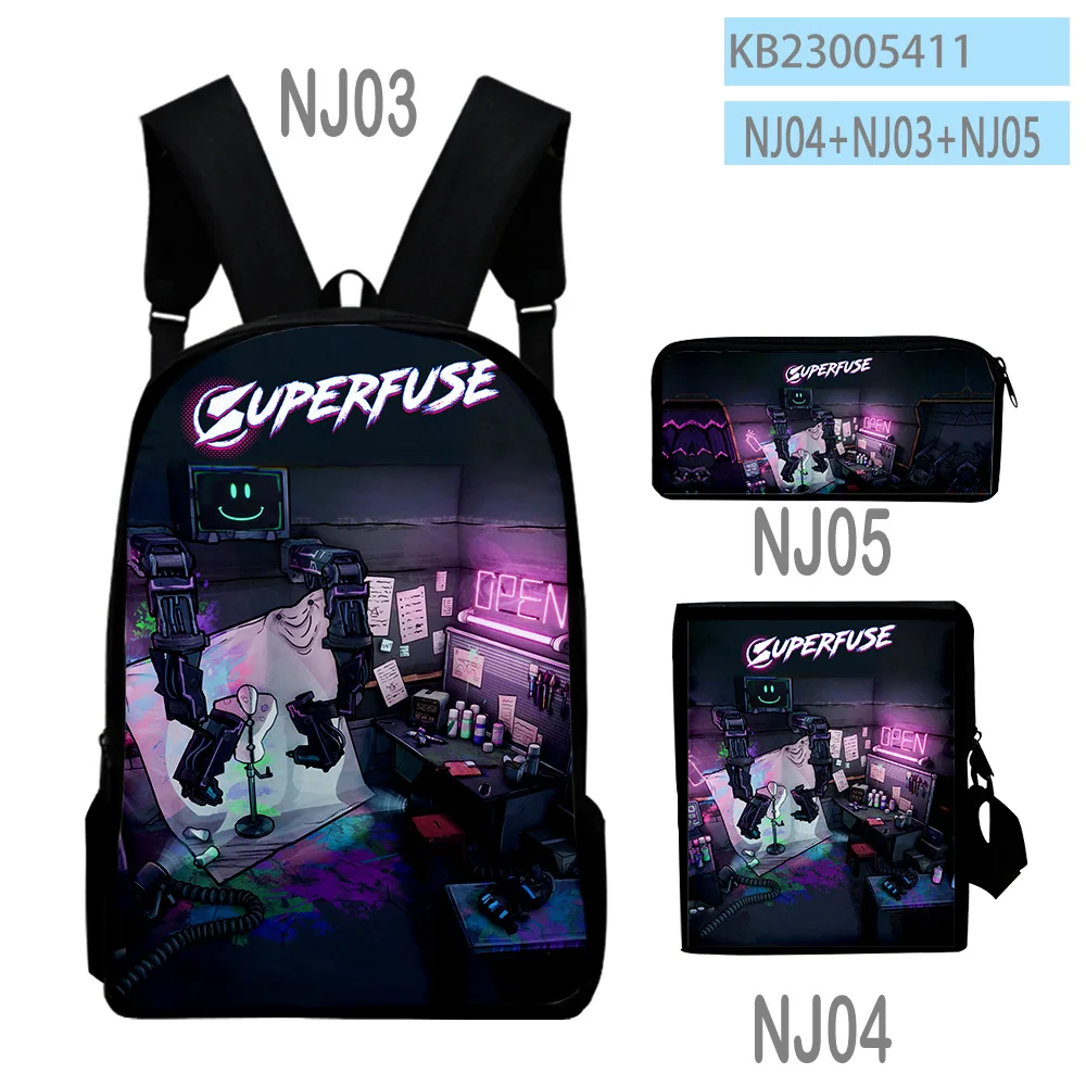Classic Superfuse ARPG Game 3D Print 3pcs/Set pupil School Bags Laptop Daypack Backpack Inclined shoulder bag Pencil Case
