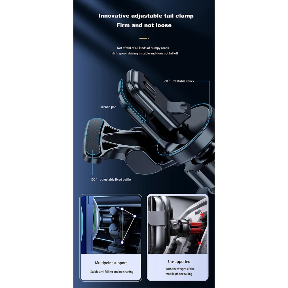 Car Magnetic Phone Holder Fast Wireless 20W Magnetic Attraction Vehicle Air Vent Mount For 12 13 14