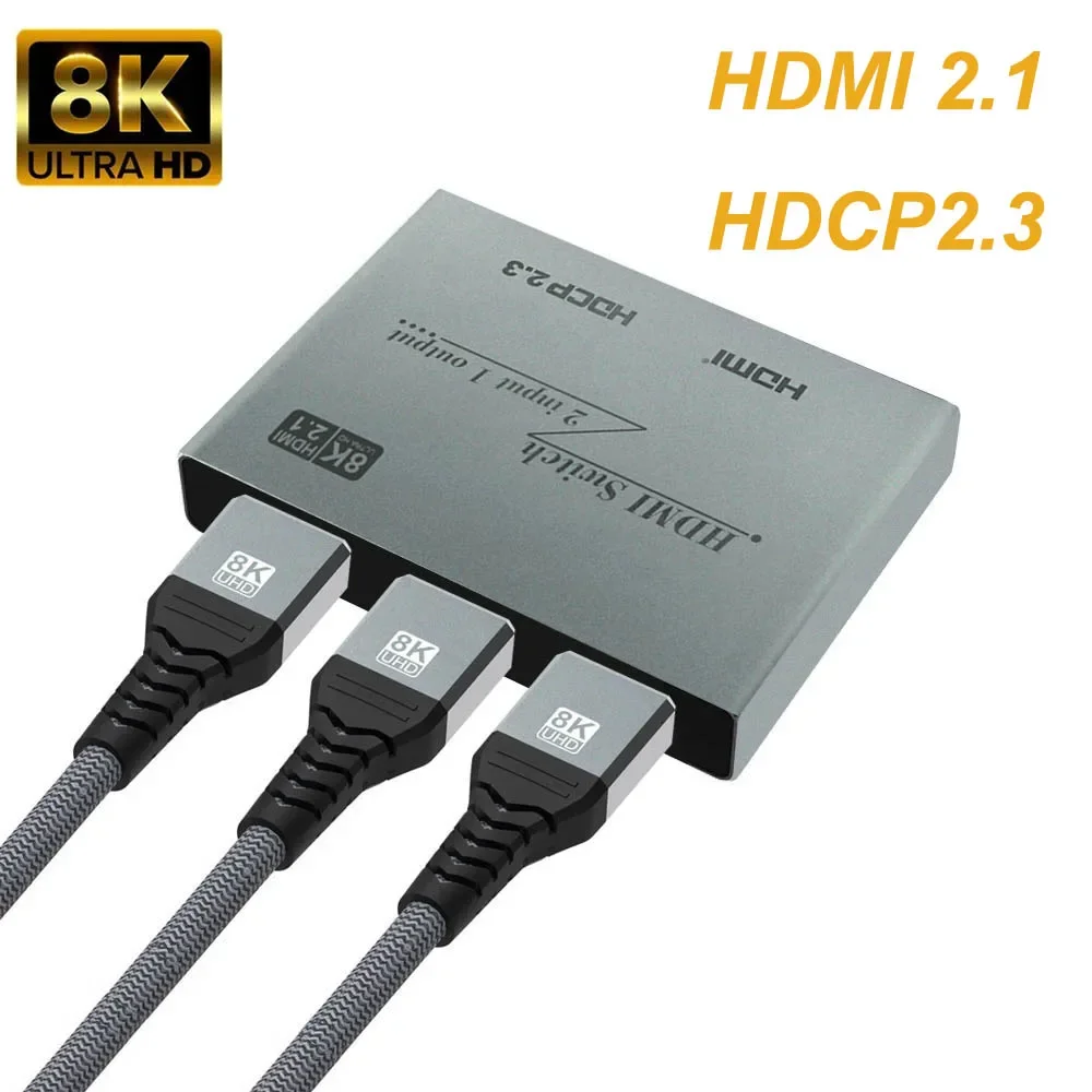 HDMI2.1 8K Switch 2 In 1 Out Display video converter 4K 120hz 1080p 60fps HDMI Switch for PS5 PS4 camera Laptop PC To TV Monitor