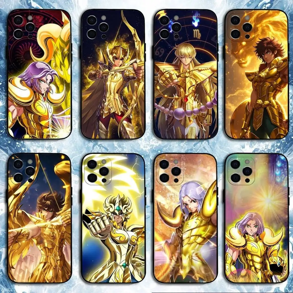 

Saint Seiya Knights Of The Zodiac Phone Case For iPhone17,16,15,14,13,12,11 Plus,Pro Max, Soft Silicone Black Cover
