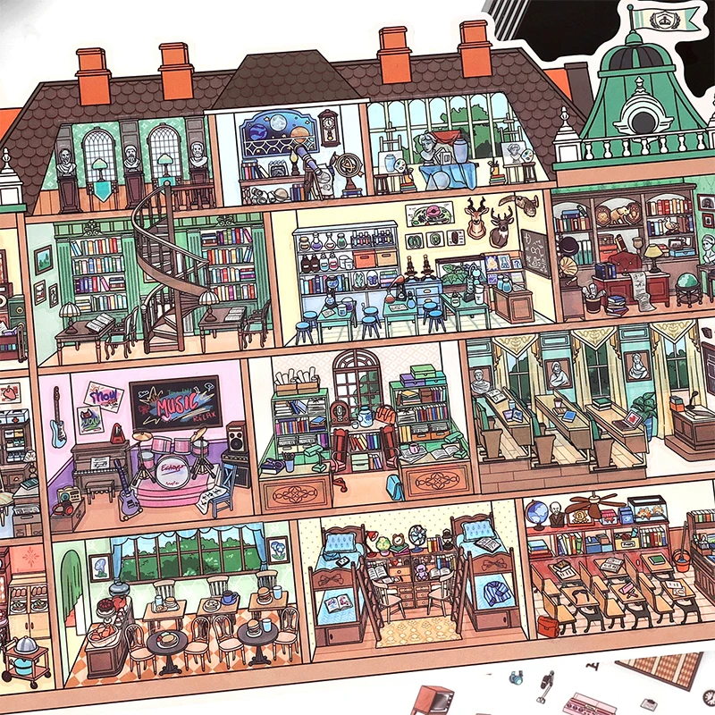 European Style Miniature Room Building Stickers, Versatile for Collage & Decoration, Exquisite Details, Art Collection
